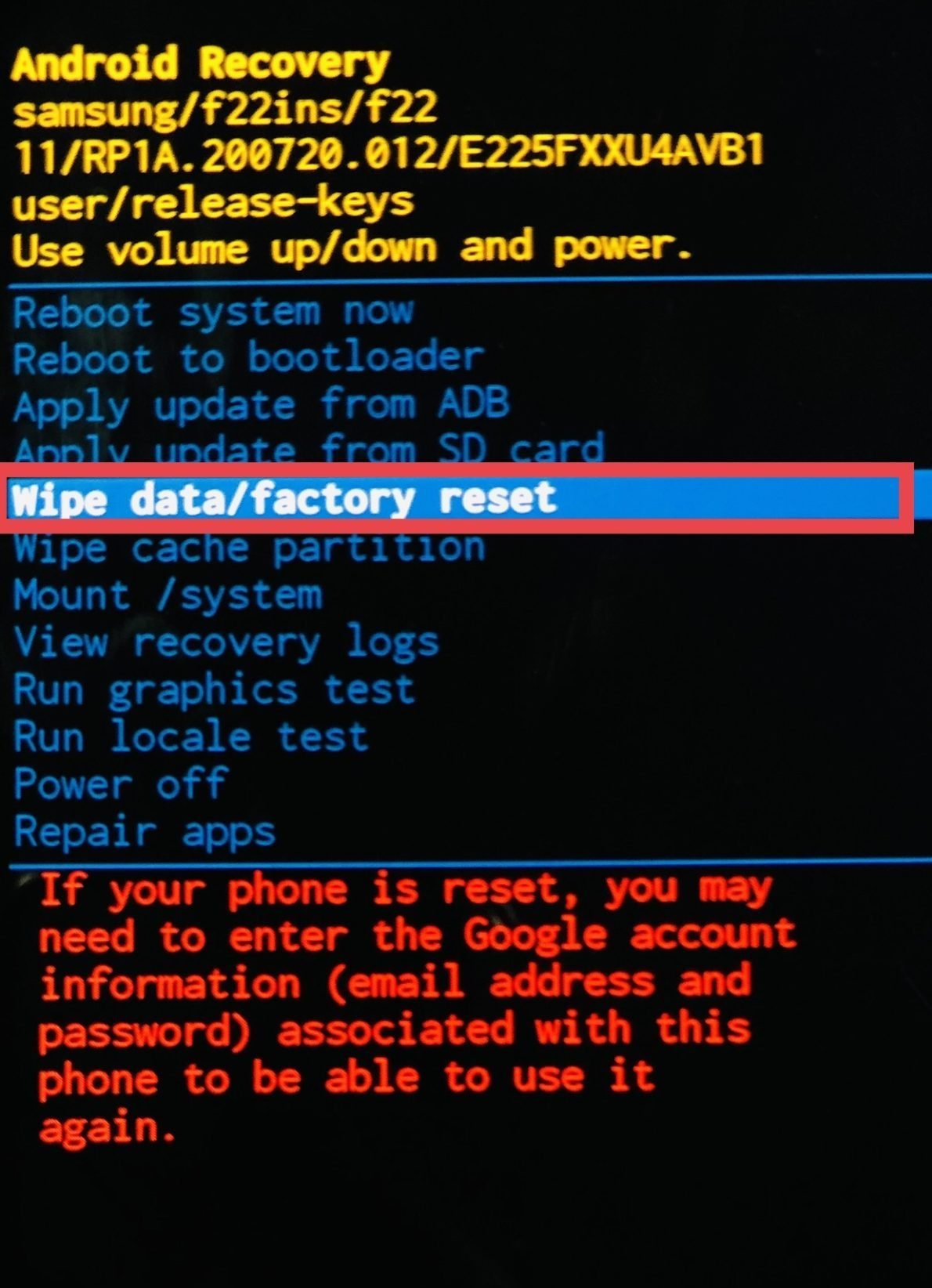 Samsung Reset Factory