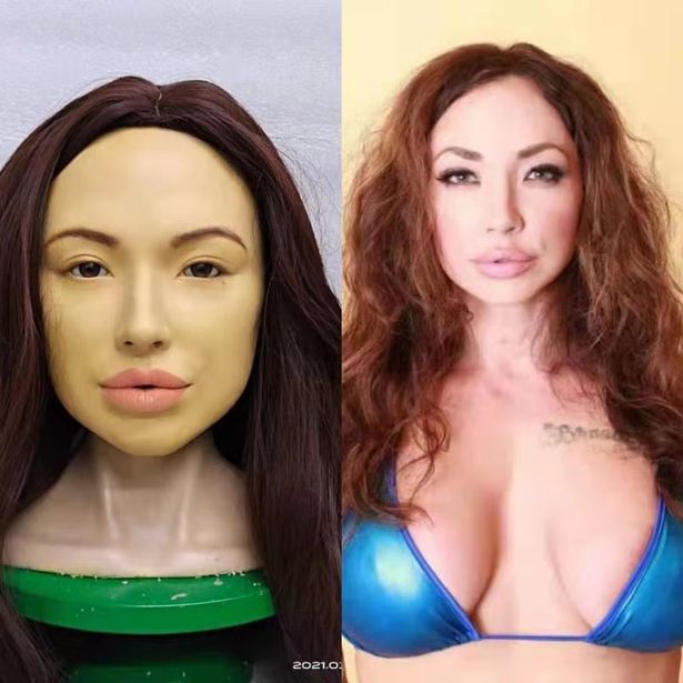 One of the models recreated in sex doll form, pout and all