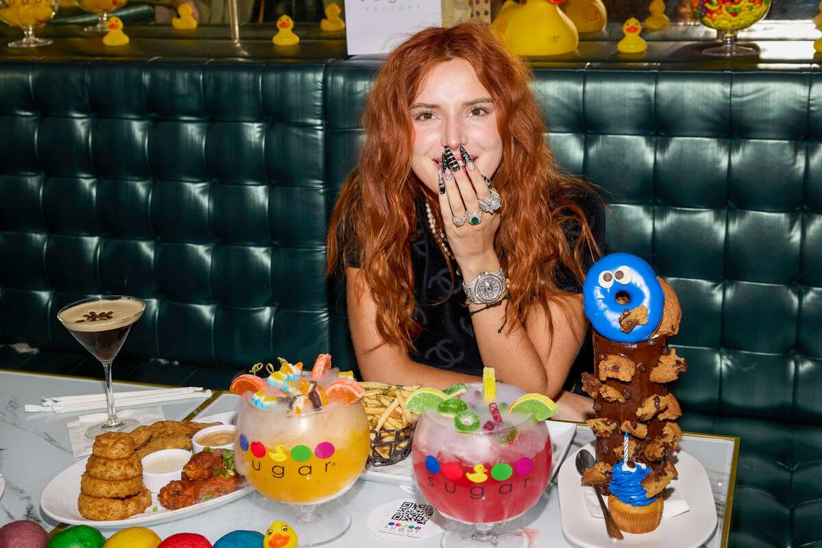 MIAMI, FLORIDA - MARCH 11: Bella Thorne Hosts a DJ Set And Listening Party at Sugar Factory American Brasserie on March 11, 2021 in Miami, Florida. (Photo by Rodrigo Varela/Getty Images)