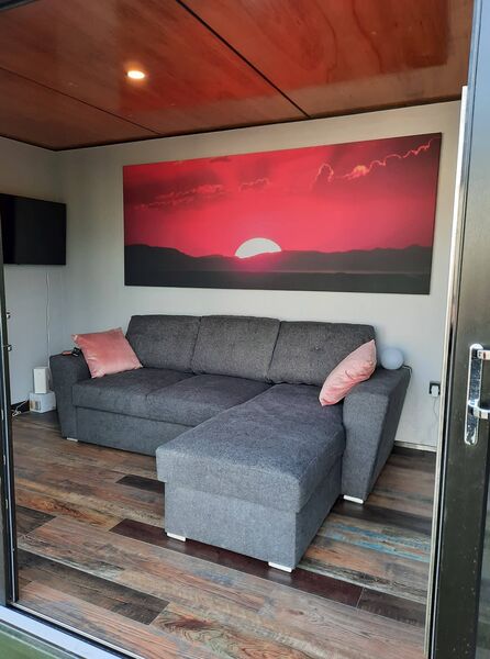 The living area in a GTL container home. The living area in a GTL container home.