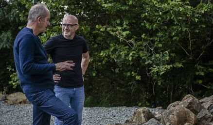Patrick Bradley and Kevin McCloud. Picture: Bruno Tamiozzo