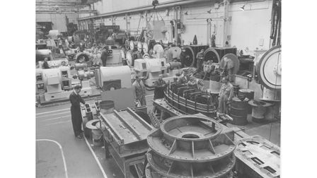 A view of the workshop at Laurence, Scott and Electromotors Ltd, Norwich. May 21, 1959. 