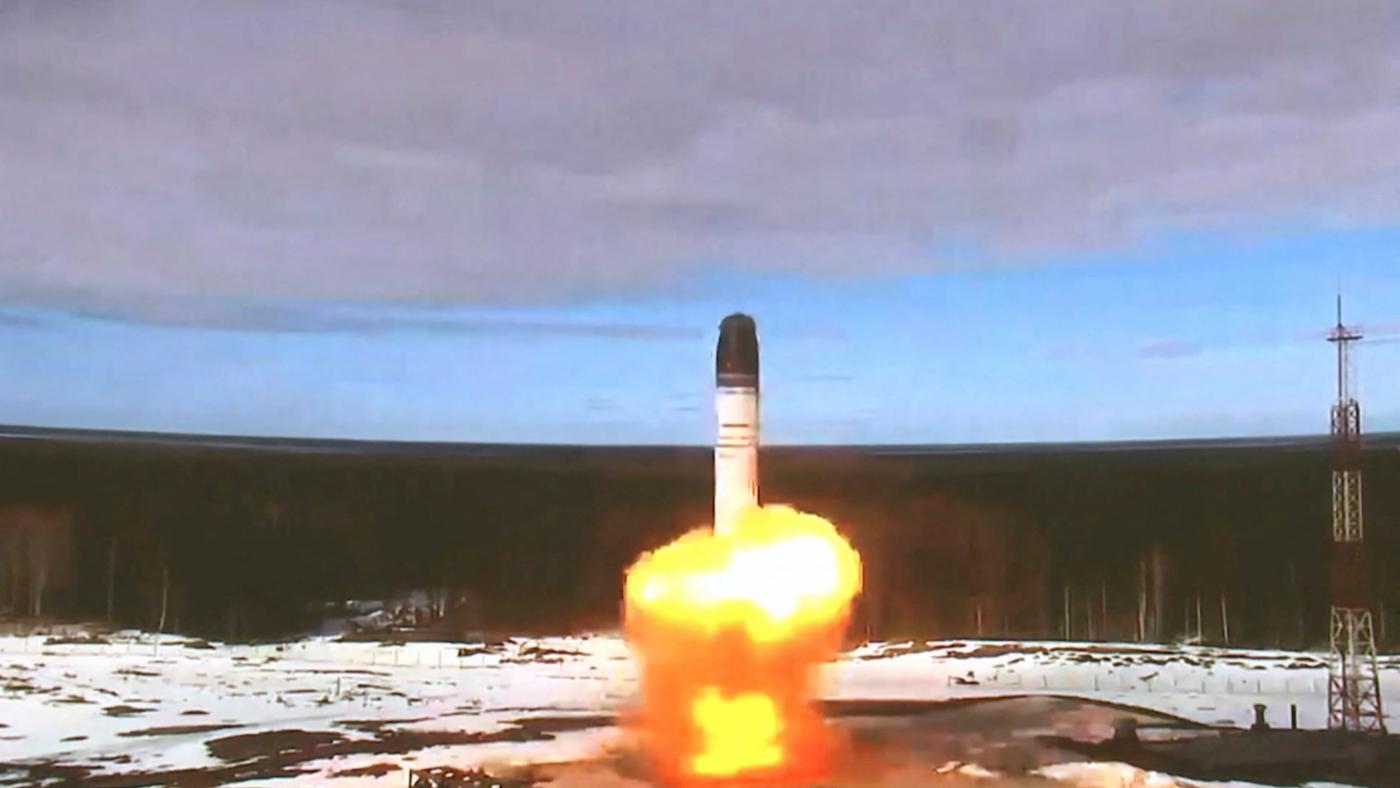  Russia tests nuclear-capable intercontinental ballistic missile Sarmat on 20 April 2022. © Reuters

