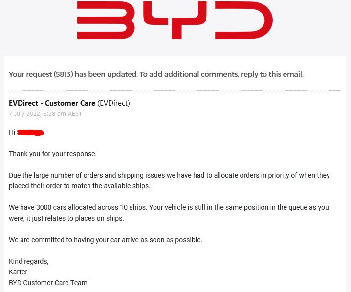 byd shipping email