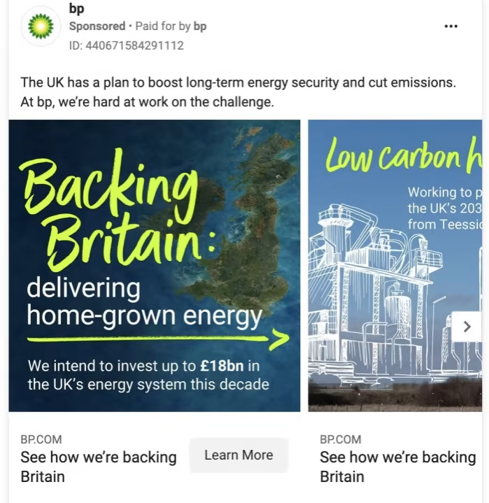 A BP sponsored social media post