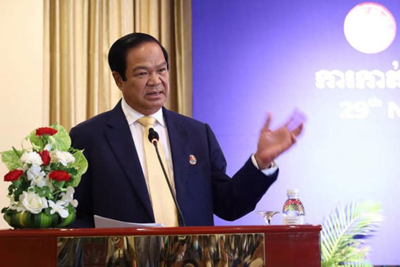 Senior Minister and NCDM first vice-president Kun Kim speaking at the "29th National Disaster Risk Reduction Forum" on July 13. NCDM
Content image - Phnom Penh Post