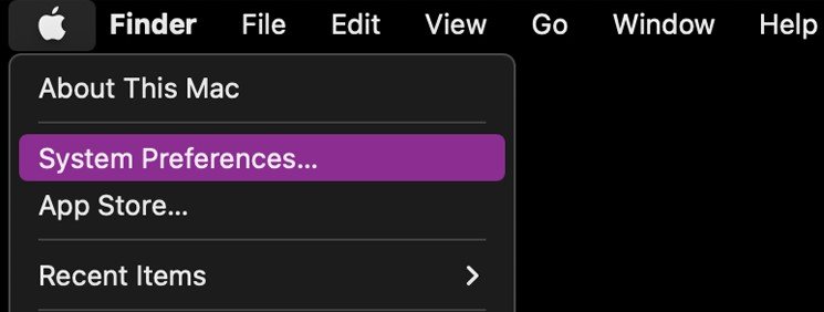 choosing system preferences on mac