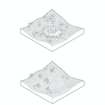 a community entirely removed from a valley, before and after