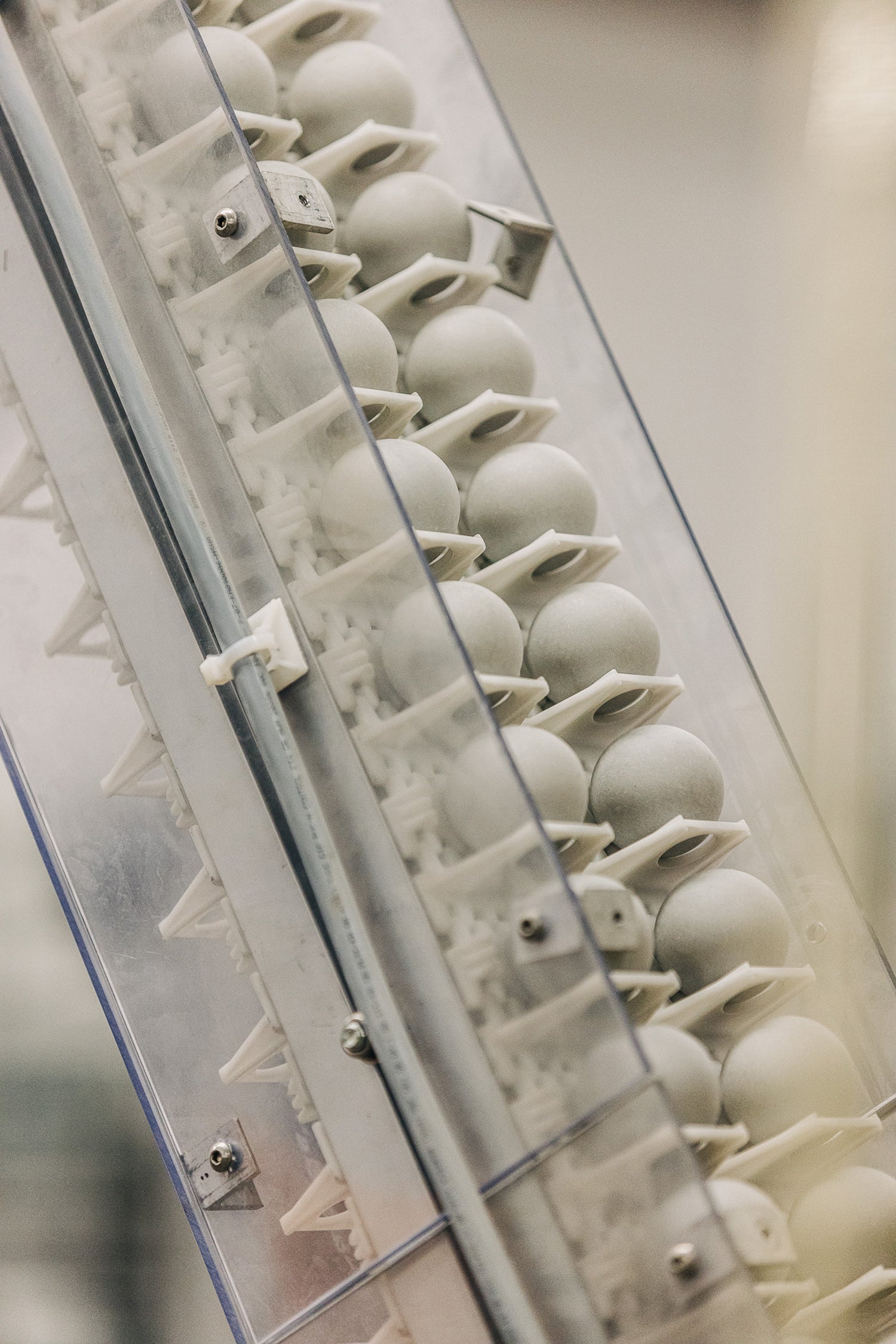 golf balls on conveyor