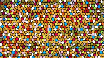 An illustration of a tessellated pattern inspired by the concept of a hyperuniform atomic structure.