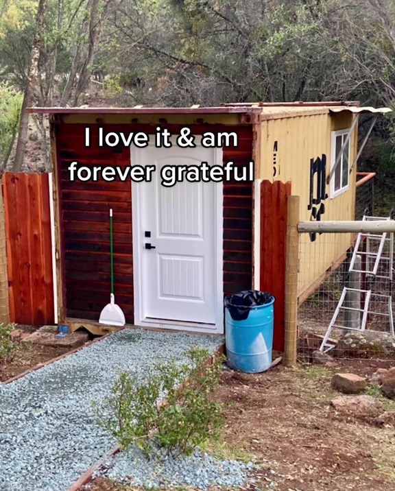 The shipping container was installed with doors, windows, heating aircon and everything you would need in a bedroom