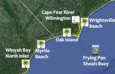 Frying Pan Shoals off the coast of North Carolina. (Map: weather.gov)