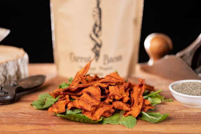 It looks like bacon, but it's actually made out of carrots. Peterborough-based startup Carrot Bacon recently won a North American innovation award for its vegan jerky and is expanded distribution to additional nationwide retailers. (Photo: Carrot Bacon) It looks like bacon, but it's actually made out of carrots. Peterborough-based startup Carrot Bacon recently won a North American innovation award for its vegan jerky and is expanded distribution to additional nationwide retailers. (Photo: Carrot Bacon)