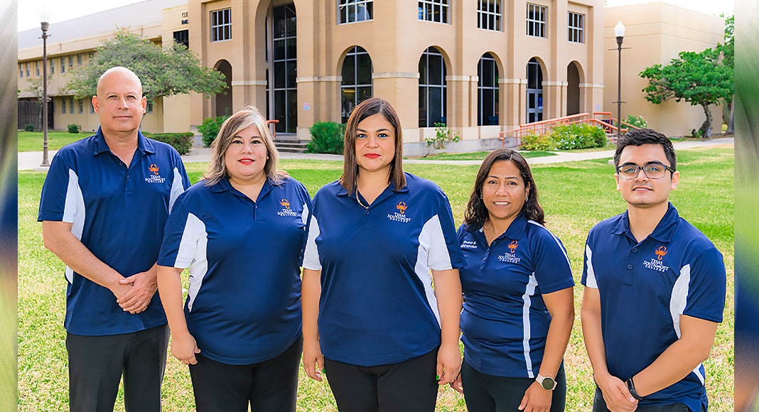 The Purchasing and Contract Services Staff at Texas Southmost College
From left: Raul Garza, Nilda Mora, Patricia Saldivar, Martha Casanova, Josue Muñiz. Image courtesy of TSC