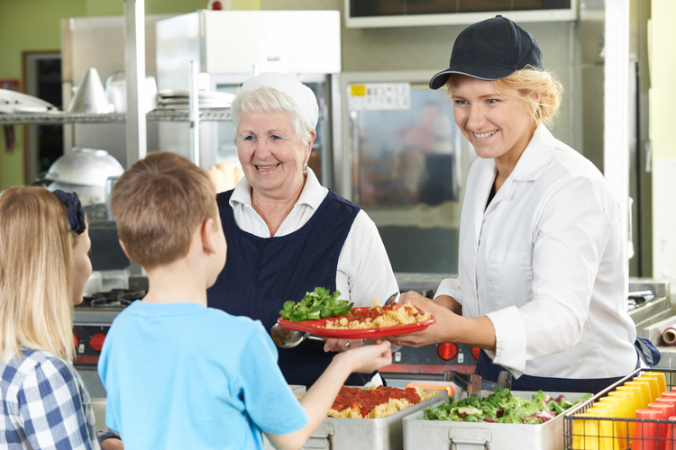 School lunch being served