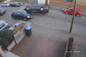 Watch shocking moment car FLIPS on its side after smashing into parked Golf