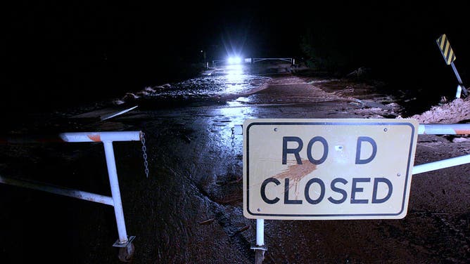 A gate closes the road as it crosses Short Creek on Hildale Street on September 15, 2015 in Hildale, Utah.