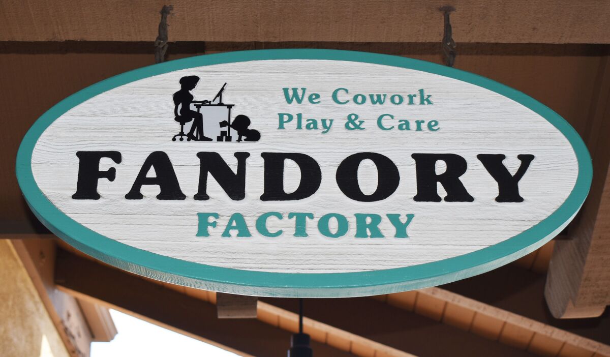 The sign outside Fandory Factory at 16787 Bernardo Center Drive Suite 7 in The Plaza, Rancho Bernardo.