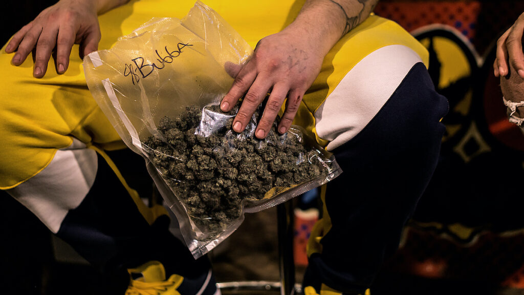 Marijuana user buying cannabis flower in bulk to save money