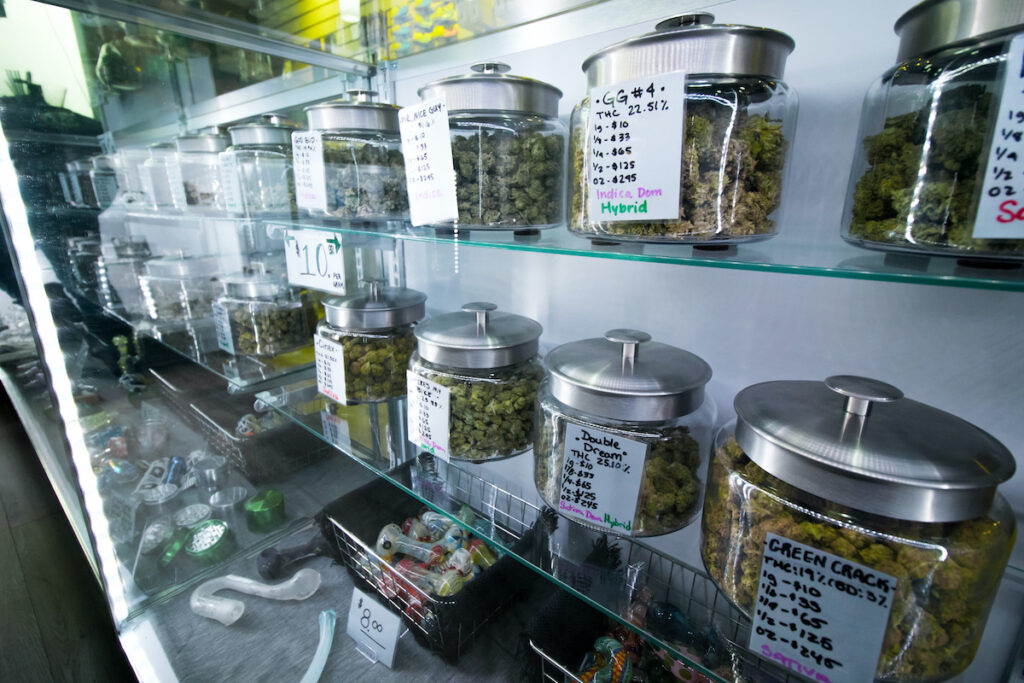 Cannabis flower on sale at a local dispensary