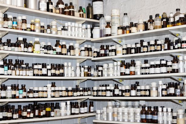 Shelves filled with different scents