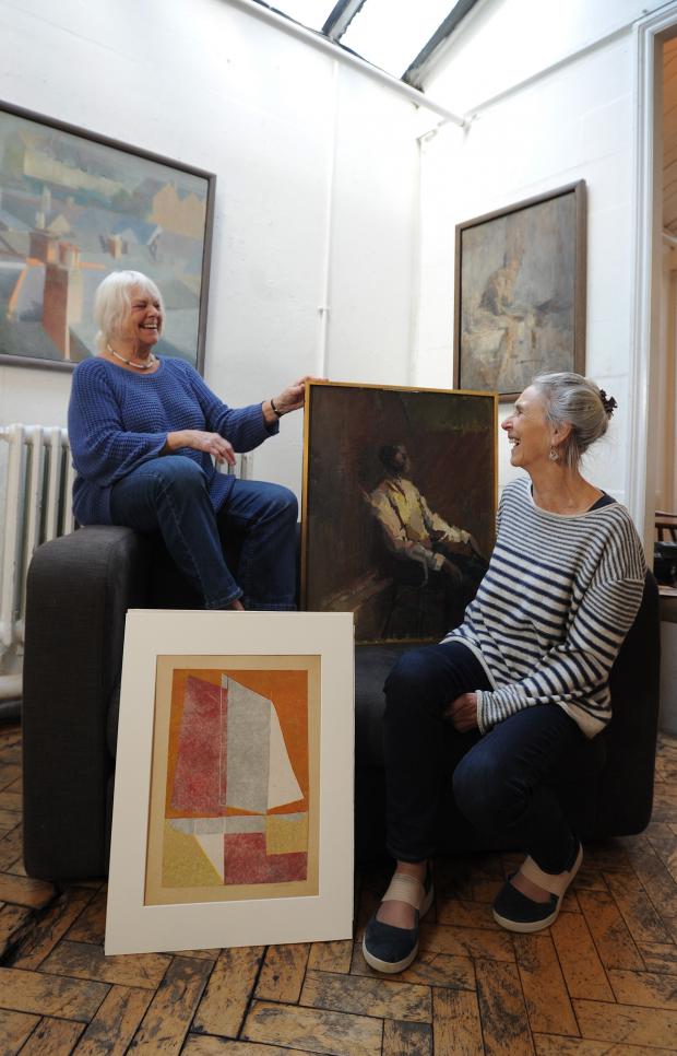 Oxford Mail: In 2016, 10 women who studied together at The Slade exhibited their works at the Jam Factory. Pictured: Helen Ganly and Anthea Richards with their paintings Picture: JON LEWIS