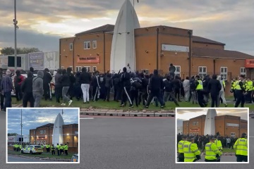 Moment masked mob targets Hindu temple in Birmingham after unrest spreads