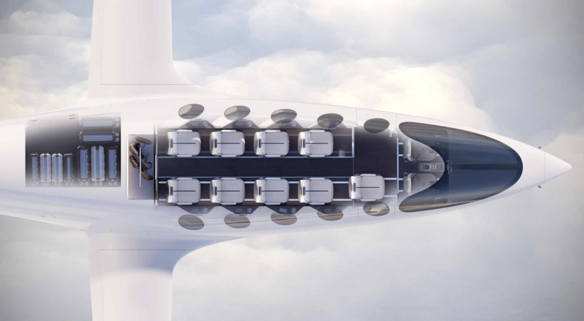 electric airplane layout design seats cargo cockpit
