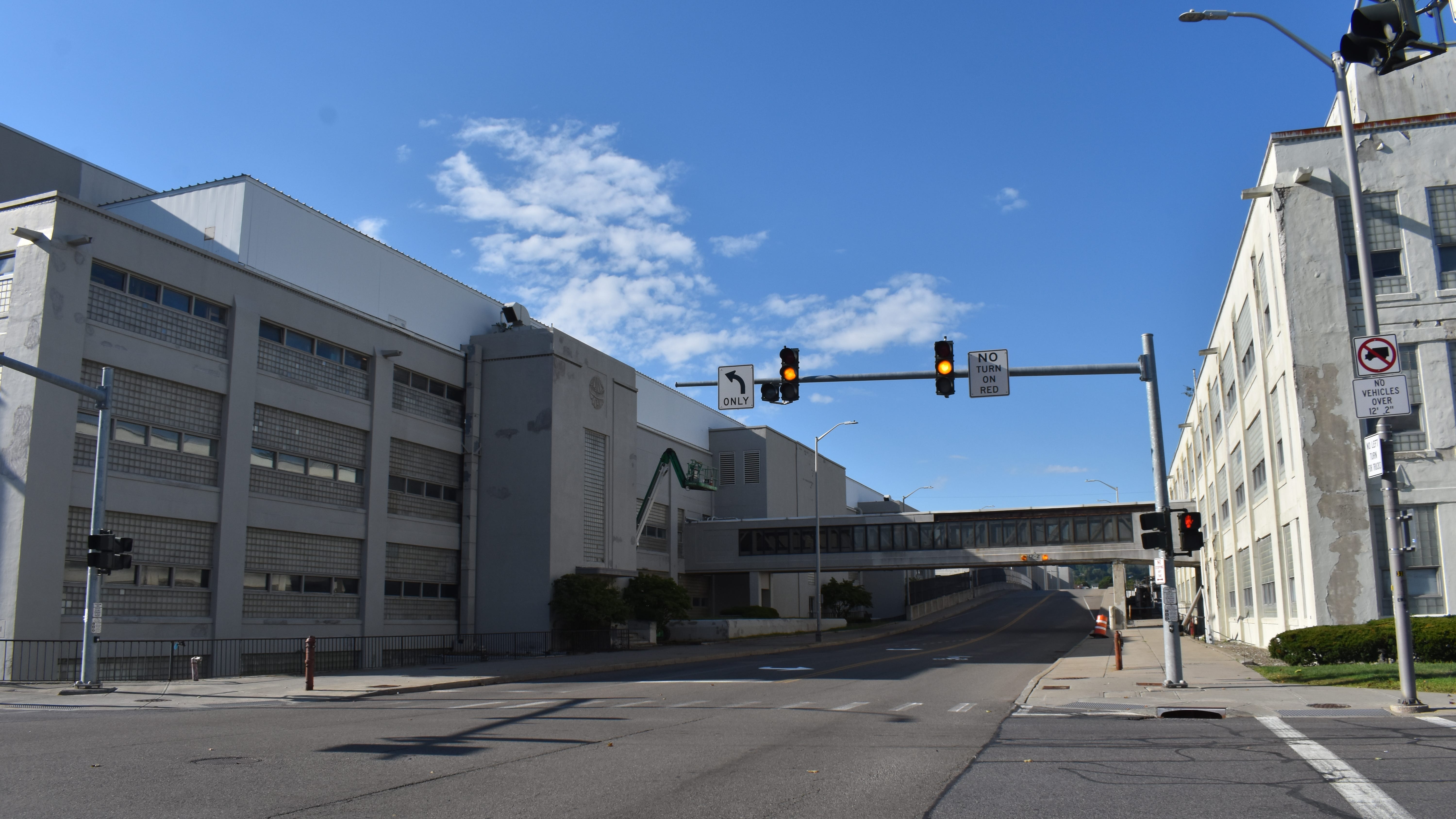 The view of the Huron Campus from the corner of McKinley Avenue and North Street in Endicott. Binghamton’s New Energy New York Project will create Battery-NY, a Battery Technology and Manufacturing Center hosted by Binghamton University on the Huron Campus.