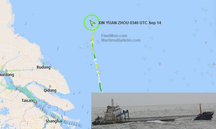 Chinese freighter heavily listed in Yellow sea, abandoned