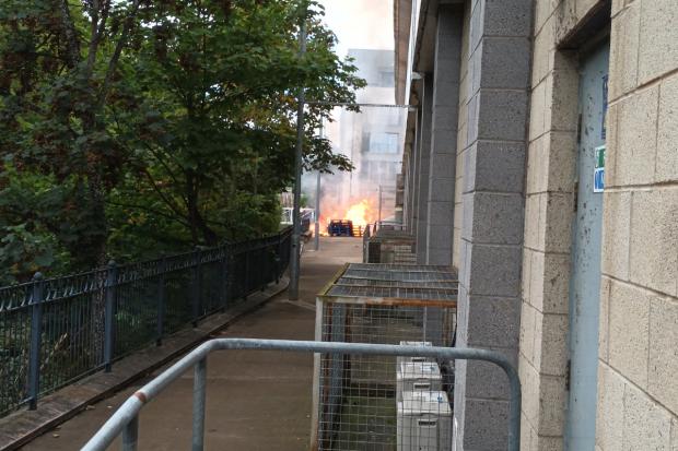 Peeblesshire News: Fire at rear of shops at Gala Water Retail Park