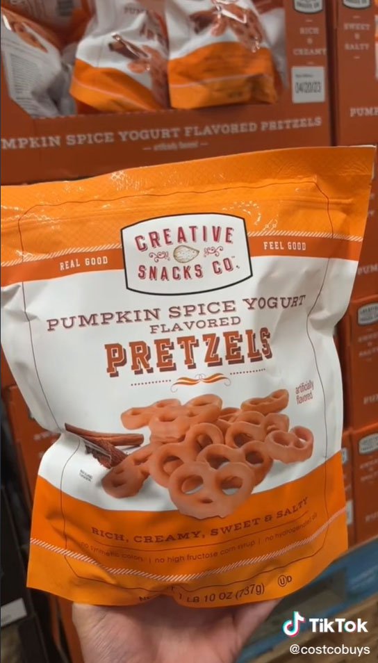TikTok user costcobuys recommended these pumpkin spice pretzels