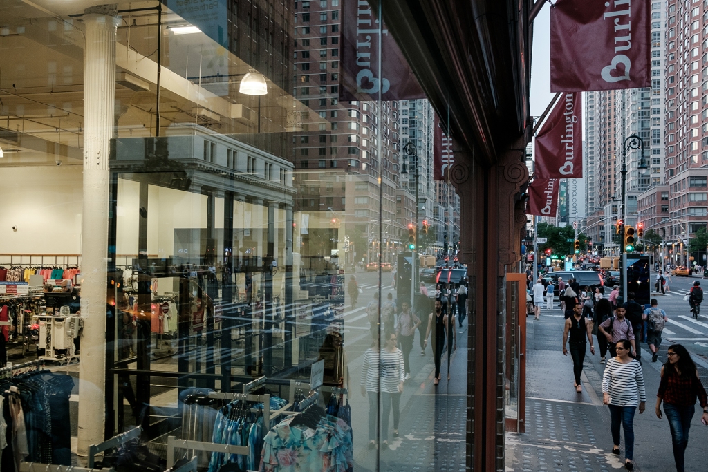 The armed man wore  a blue hat, red white and blue jacket and blue jeans, cops said.