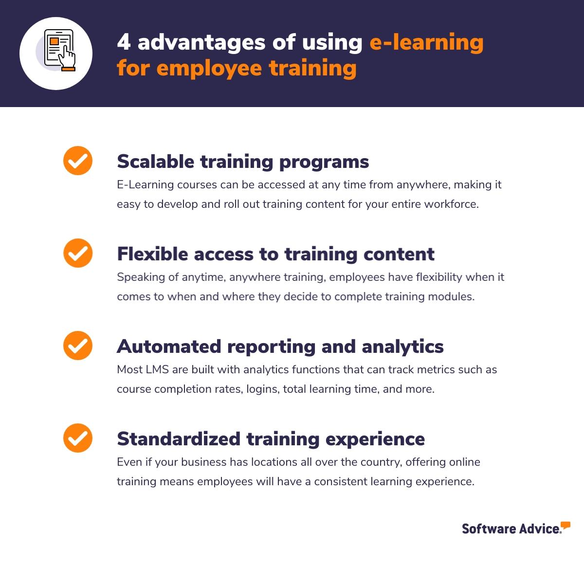 The top advantages of eLearning when used for employee training