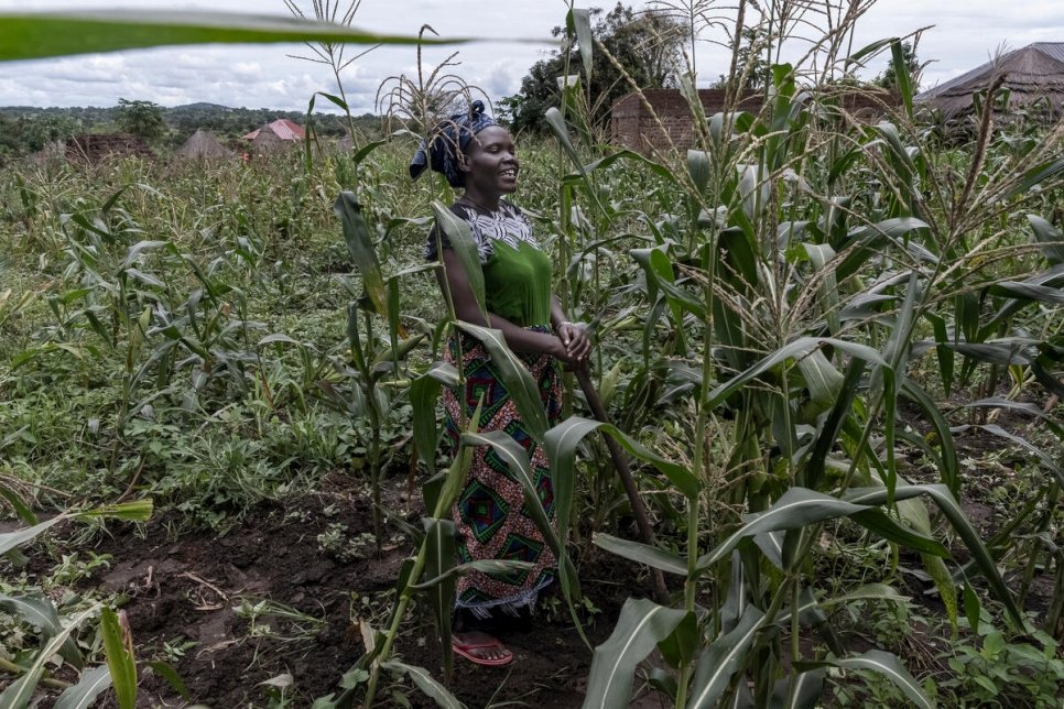 Rose tends to her maize field. She formed the Magwi Payam Women's Association in 2019 and the group now has 35 members who are seeking out opportunities to resolve conflicts in the area.