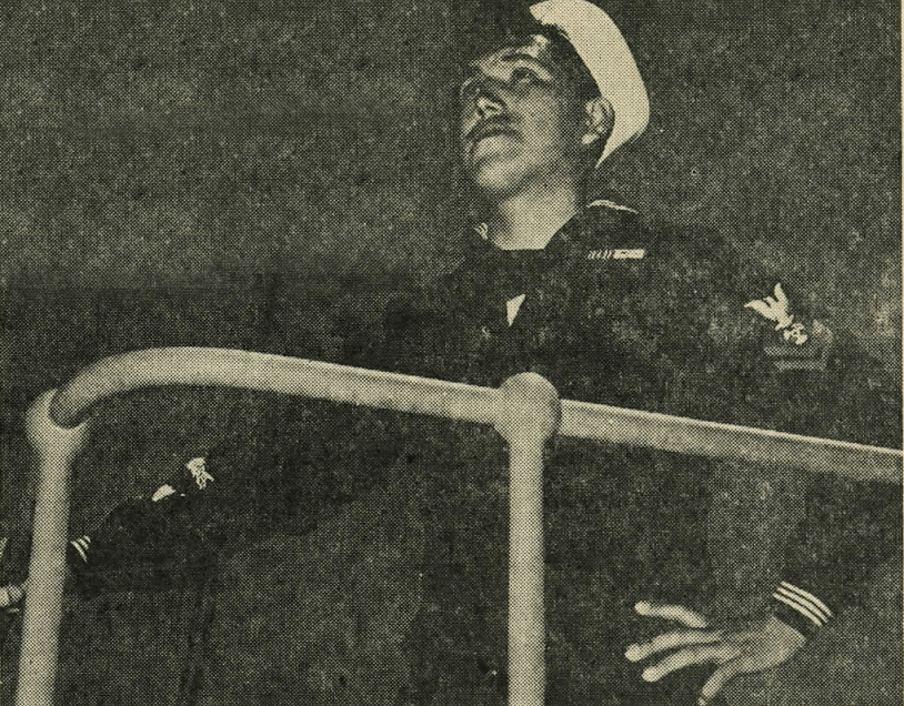 A posed World War II photograph of MoMM2 Joseph Toahty in dress blues. (Photo: U.S. Coast Guard)