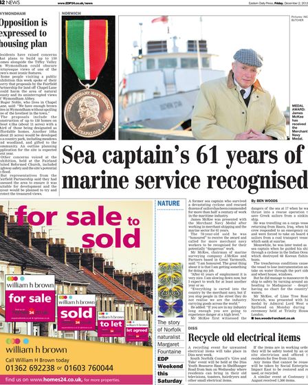 How the story on James Mckee getting his Merchant Navy Medal was reported in 2011