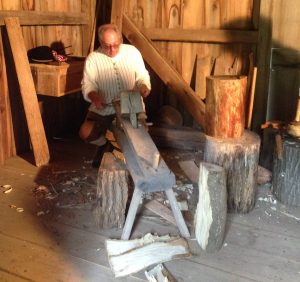 Dan Davis demonstrating shingle making.