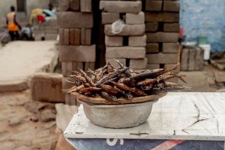 Dried, smoked fish.