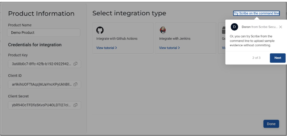 Product Key, Client ID, and Client Secret