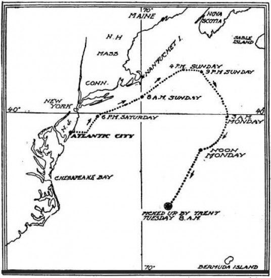 The flight path of the America. (Image: airships.net)