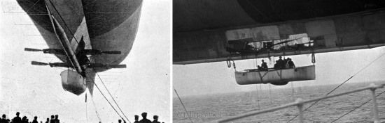 The America's lifeboat (left) and the crew in the lifeboat before being rescued. (Photo: airships.net)