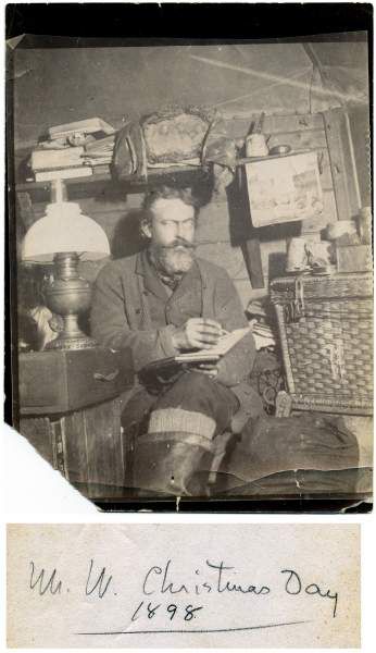 This photo of Walter Wellman was taken on Christmas Day in a hut at Franz Josef Land while most of the expedition members were spending the winter of 1898-99 before striking out in very early spring 1899. (Photo: suttonhistoricalsociety.blogspot.com)