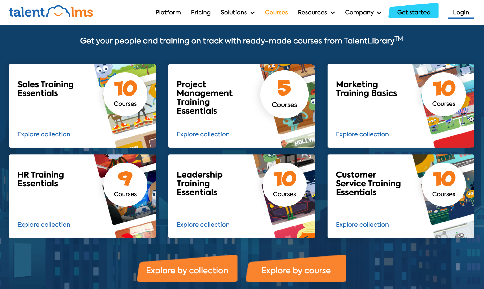 A preview of courses in TalentLMS's course library