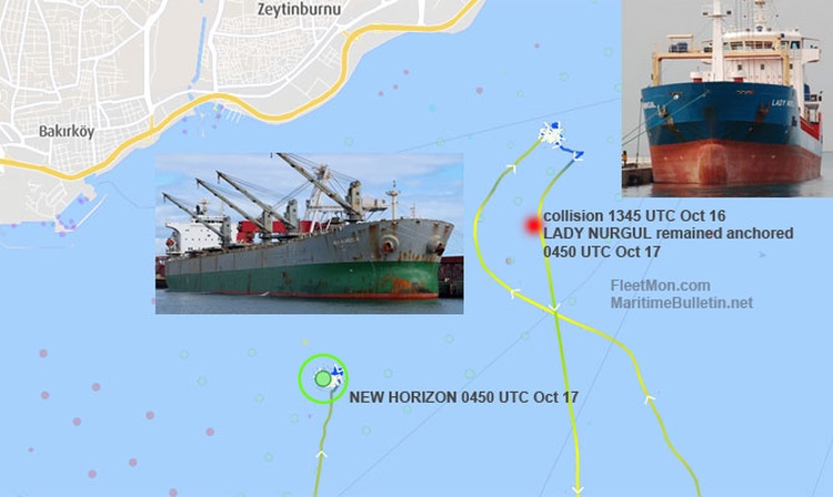 Bulk carrier collided with cargo ship at Ahirkapi Anchorage, Istanbul 