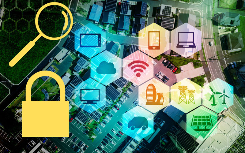 A graphic image depicting ways of securing the Internet of Things (IoT)