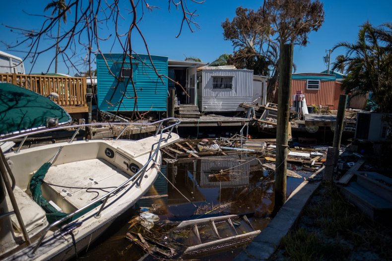 Storm Debris Outside A Florida Trailer Home