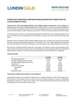 LUNDIN GOLD ANNOUNCES ANOTHER STRONG QUARTER WITH PRODUCTION OF 121,635 OUNCES OF GOLD (CNW Group/Lundin Gold Inc.)
